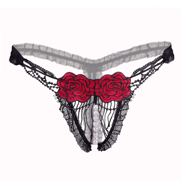フラワーパールパンティー�薔薇 Tバック 玉付き エロ過激 セクシーショーツBQ2180