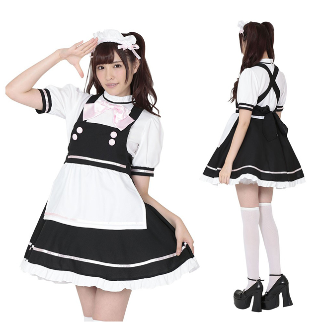 萌えカフェメイド コスプレ衣装 パーティ ハロウィン 萌え小物 KH0022BK