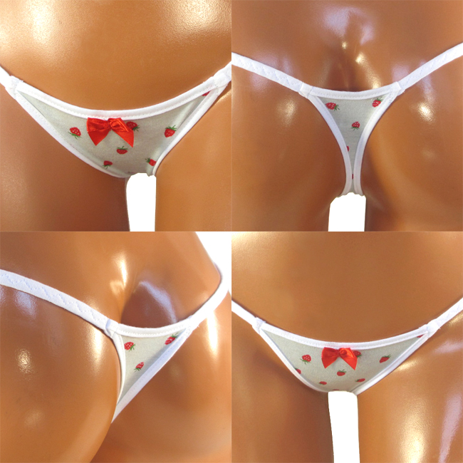 極小いちごプリントTバック 日本製 ローライズ セクシーショーツ【La-pomme ラポーム】 LA-113023